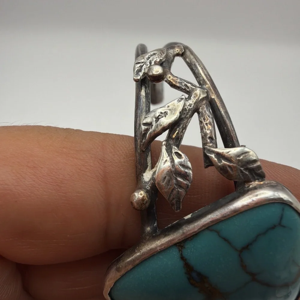 VTG South Western Sterling Silver Turquoise Cuff Bracelet Size 7.5 27g